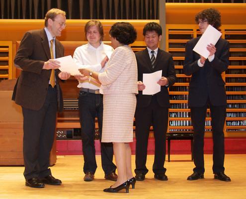 The winners of the 3rd International Composition Competition, V.L. to r .: Martin Kapeller, Valery Voronov, Shingo Matsuura, Maximilian Guth